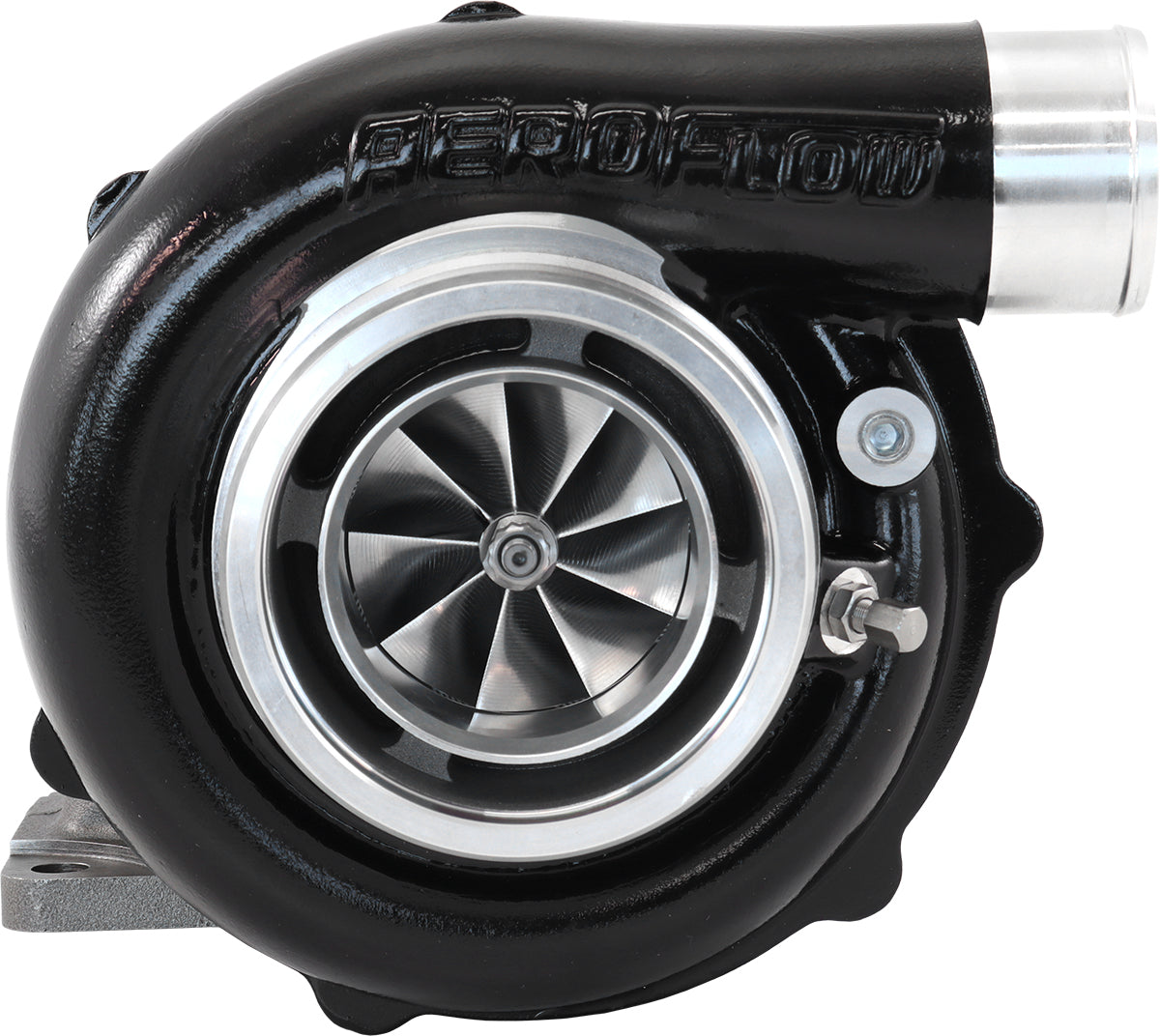 Aeroflow AF8005-3052BLK BOOSTED 6255.82 T3 FLANGE V-BAND OUTLET G30 900 BLACK