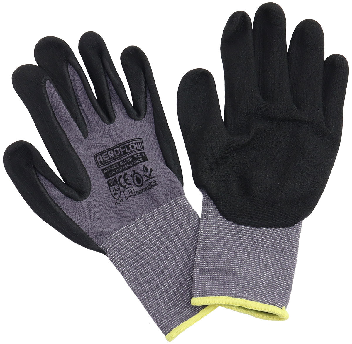 Aeroflow AF98-2221 Mechanic Gloves Large Nitrile Foam 1 (pair) Black Work Shop