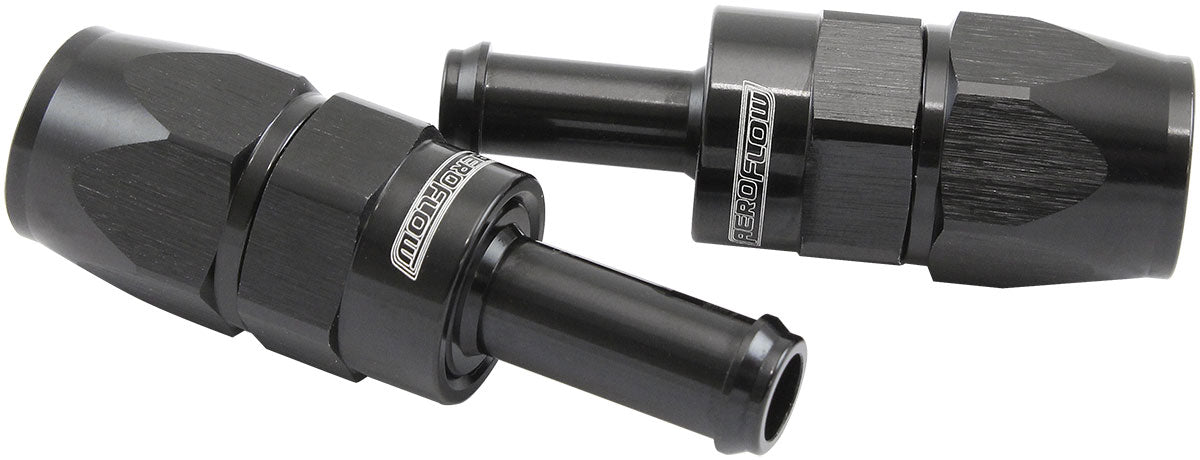 Aeroflow AF214-06-05DBLK Straight -6AN Hose End To 5/16Barb Teflon 200 Series Black