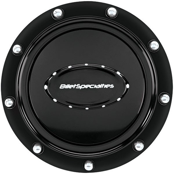 Billet Specialties BS32719 Pro Style Horn Button - Black Anodized Riveted With Black Logo & Polished Rivets