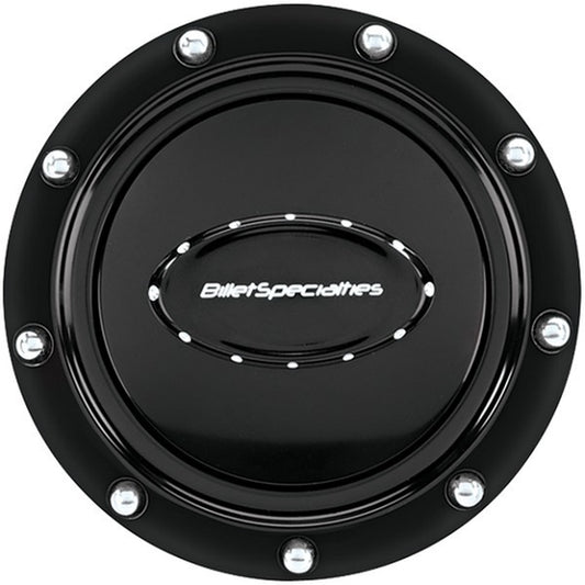 Billet Specialties BS32719 Pro Style Horn Button - Black Anodized Riveted With Black Logo & Polished Rivets