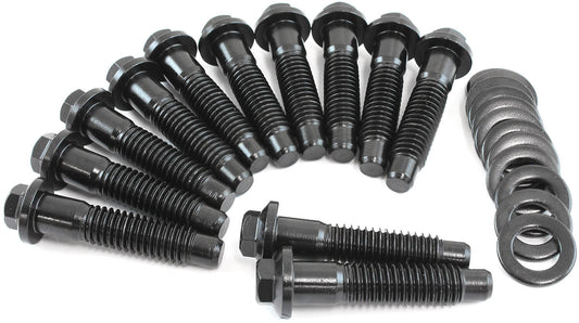 Aeroflow AF37-1215 Chrysler Intake Bolts Black 12Point Head Small Big Block