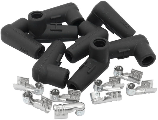 Aeroflow AF4030-3312-8 Low Profile 90 Deg Spark Plug 8 Boots & 8 Terminals Black