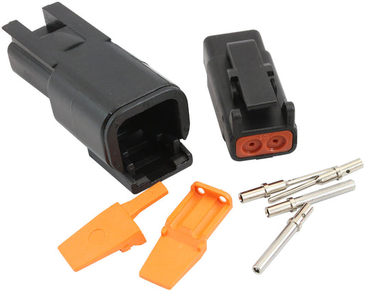Aeroflow AF49-9102 Weathertight Dtm 2 Pin Black Connector Kit Deutsch Dtm Styl