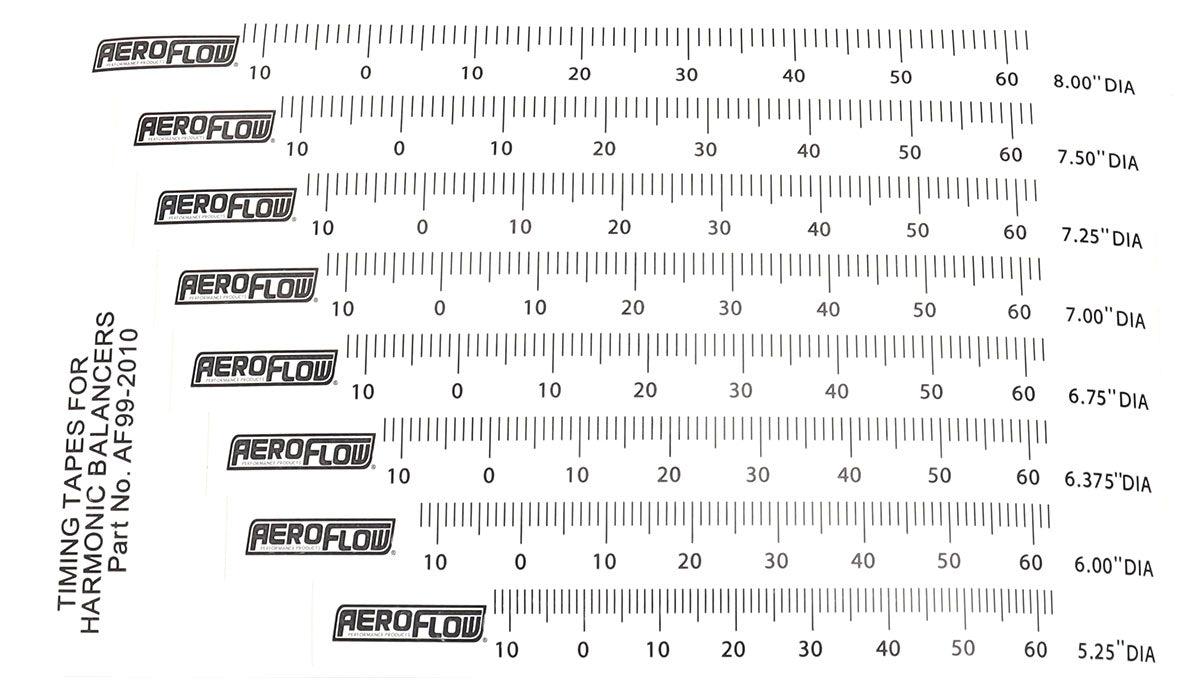 Aeroflow AF99-2010 AEROFLOW TIMING TAPES HARMONICBALANCER 8 DIFFERENT SIZES