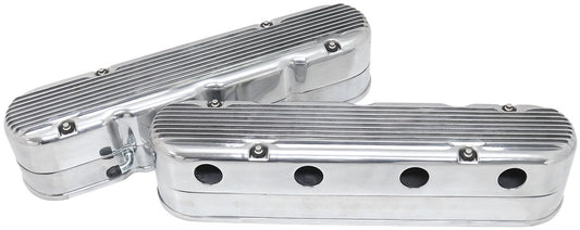 Aeroflow AF77-5020P Gm LS 2 Piece Valve Covers Cast Tall Retro Finned Polishe