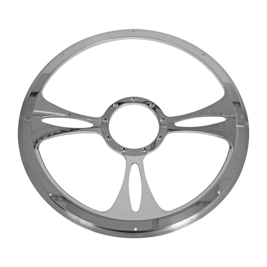 Billet Specialties BS34175 Fast Lane Steering Wheel 3-Spoke 15.5" Diameter 9-Bolt Mount Aluminum Polished