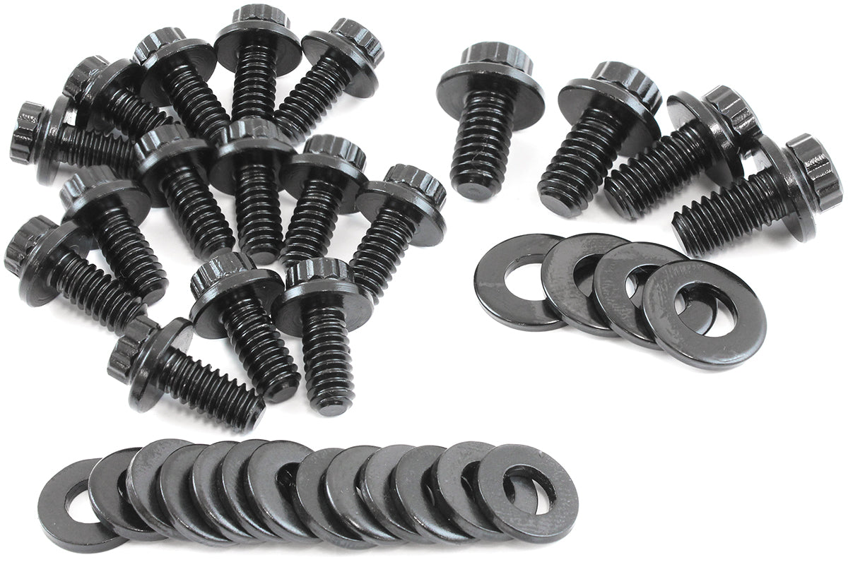 Aeroflow AF37-2350 Small Block Chev Oil Pan Bolt Kit Std Gask 12 Point Black Sbc Aeroflow - Af 37-2350