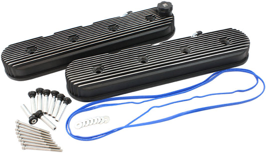 Aeroflow AF77-5022BLK Gm LS Retro Finned Valve Covercast No Coil Mounts Black