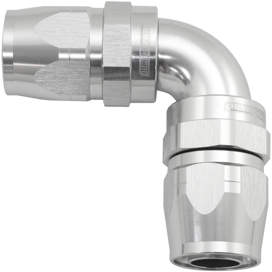 Aeroflow AF853-20-20S 90 Deg -20AN to -20AN Cutter Full Flow Hose Ends Silver
