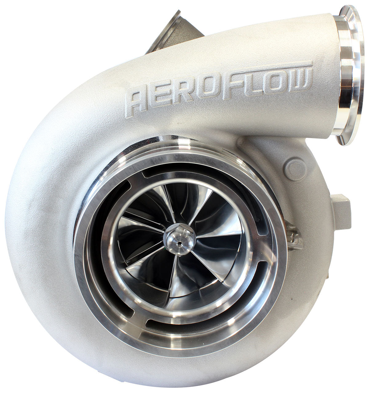BOOSTED 98102 V-Band 1.22 Turbocharger 2500HP, Natural Cast Finish (External Wastegate, V-Band Inlet & Exhaust Flanges)