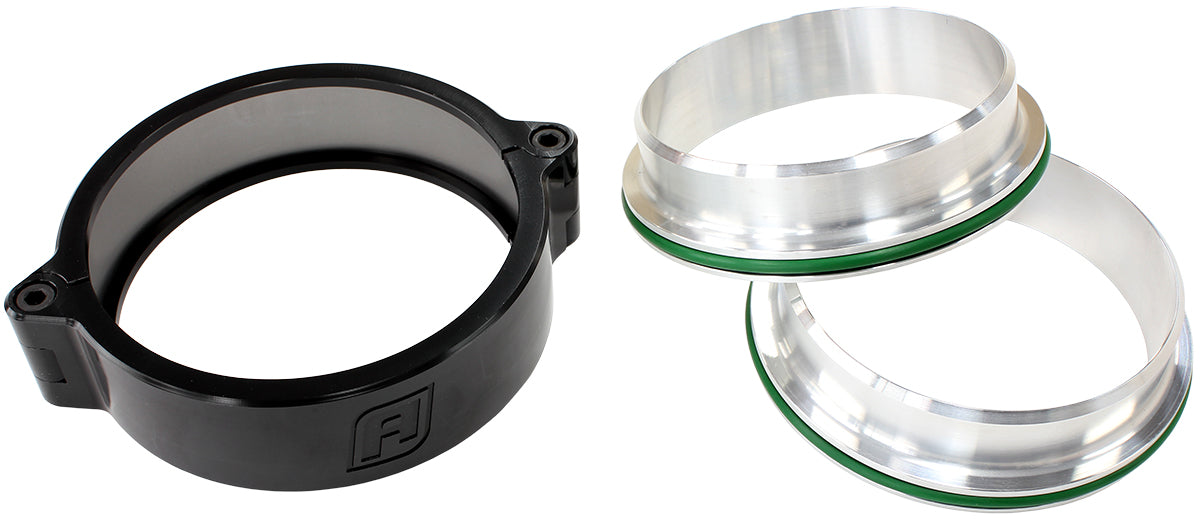 Aeroflow AF25-3500SS-BLK 3.5" Billet Intercooler Clamps Stainless Steel Black Clamp