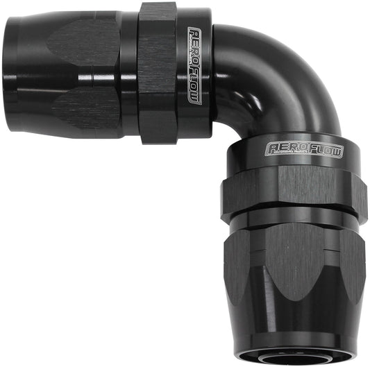 Aeroflow AF853-20-20BLK 90 Deg -20AN to -20AN Cutter Full Flow Hose Ends Black