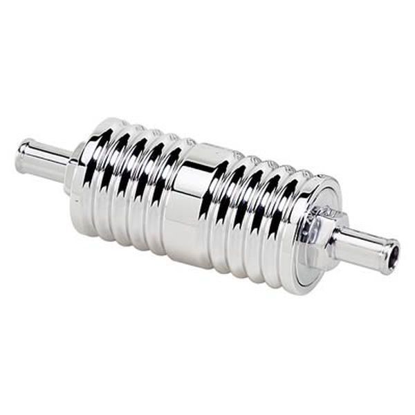 Billet Specialties BS42420 Polished Alloy Ribbed In-Line Fuel Filter -6An In/Out