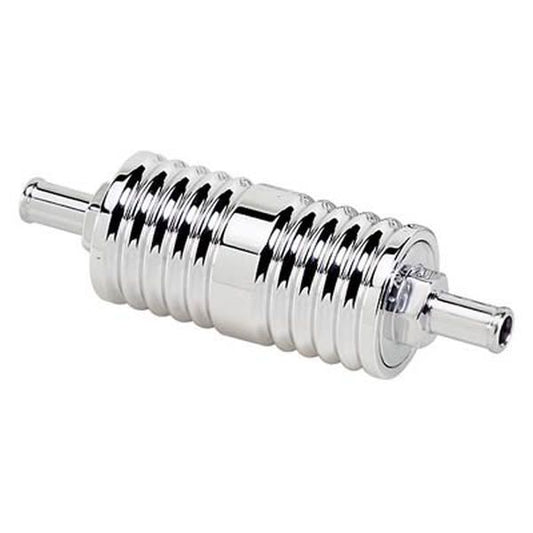 Billet Specialties BS42420 Polished Alloy Ribbed In-Line Fuel Filter -6An In/Out