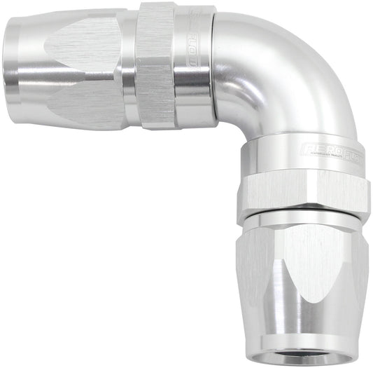 Aeroflow AF593-20-20DS 90 Deg -20AN to -20AN Teflon Full Flow Hose Ends Silve Ptfe