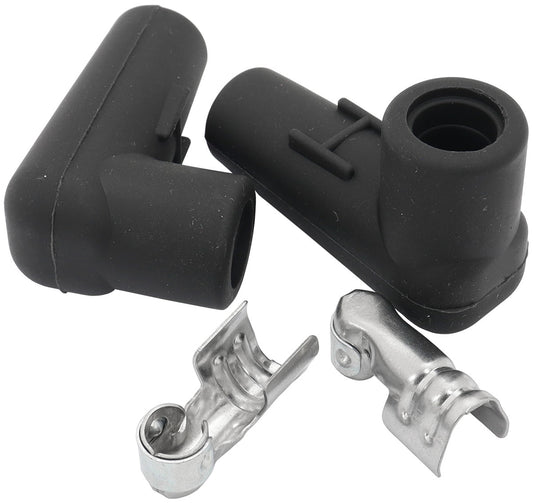 Aeroflow AF4030-3312 Low Profile 90 Deg Spark Plug 2 Boots & 2 Terminals Black