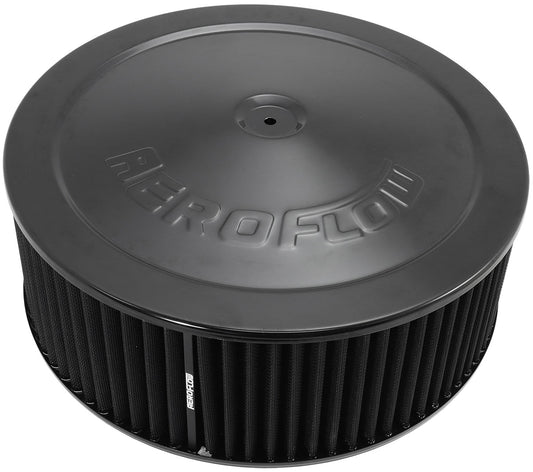 Aeroflow AF2251-1300 14" X 5" Air Cleaner Assy 5-1/8" Dropbase Black, Cotton