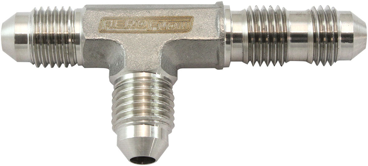 Aeroflow AF389-04 Stainless -4AN Bulkhead On Therun Tee Stainless Steel