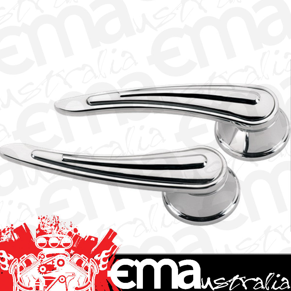 Billet Specialties BS45528 Rail Interior Door Opening Handles - Polished suit Gm & Ford 1949-On With 1/2" Round Spline, 4-13/32" Length (pair)