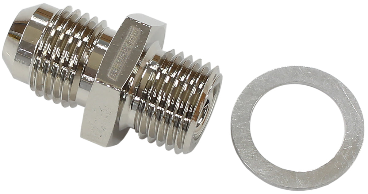Aeroflow AF386-06 9/16"-18 NPSM Short to -6AN With Crush Washer Zinc Steel