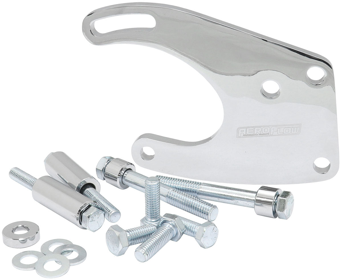 Aeroflow AF64-4013 Ford Windsor Power Steering Ford Bracket Saginaw Pump Chro