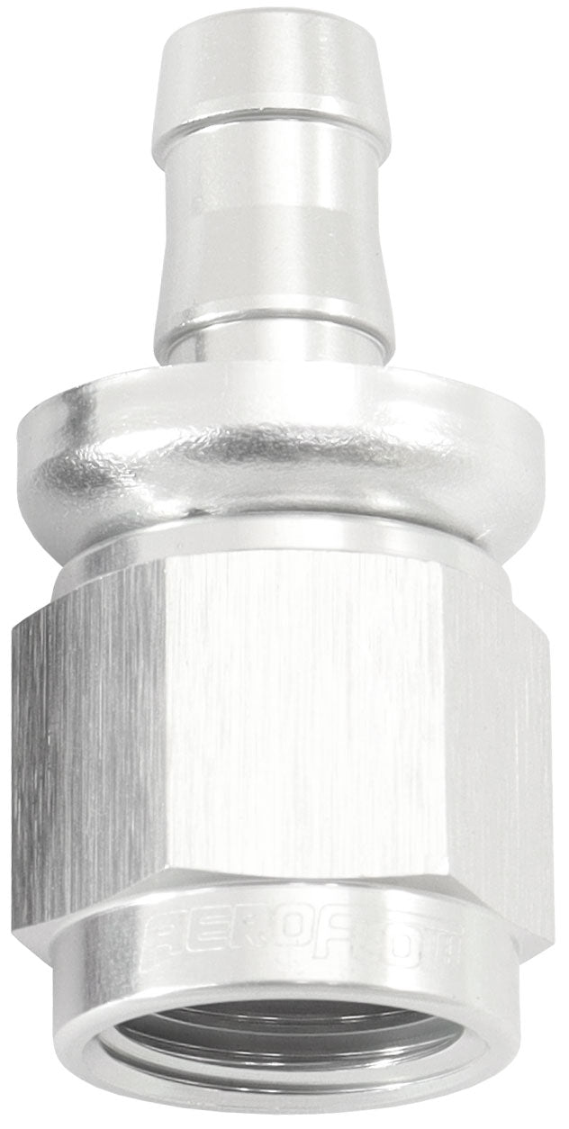 Aeroflow AF401-06-05S -6AN TO 5/16" BARB STRAIGHT FULL FLOW PUSH LOCK SILVER
