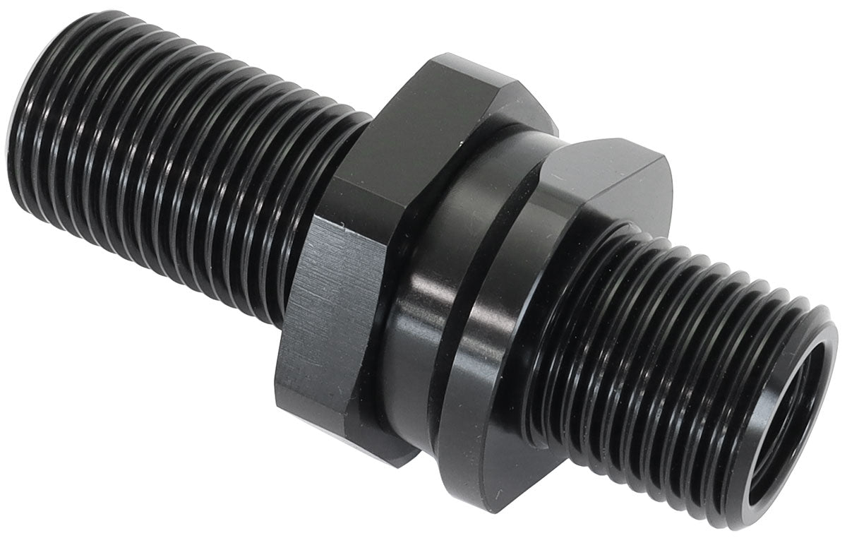 Aeroflow AF88-2011BLK BILLET BULKHEAD INSERTS #8 AC FITTING BOTH SIDES BLACK