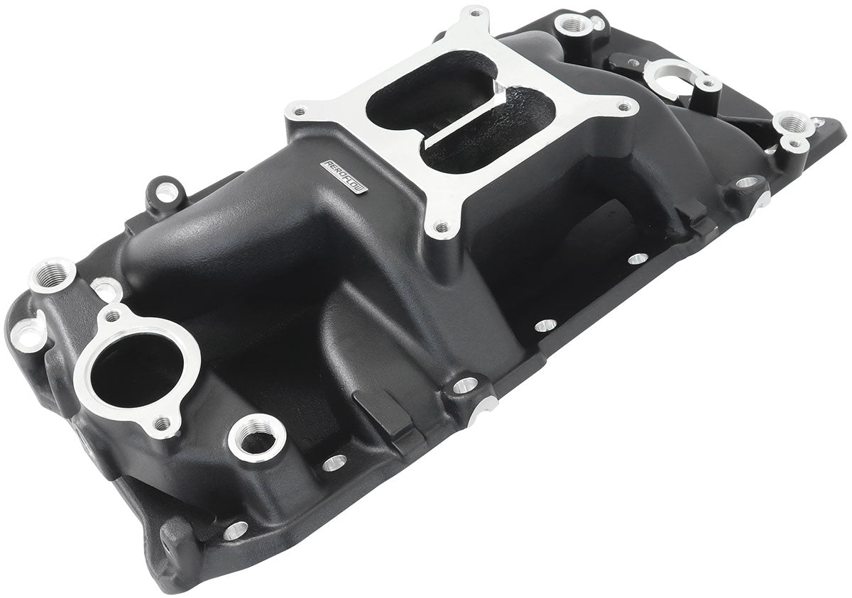 Aeroflow AF6211-1001 BBC AIR GAP INTAKE MANIFOLD DUAL PLANE CHEV 454 BLACK OVAL