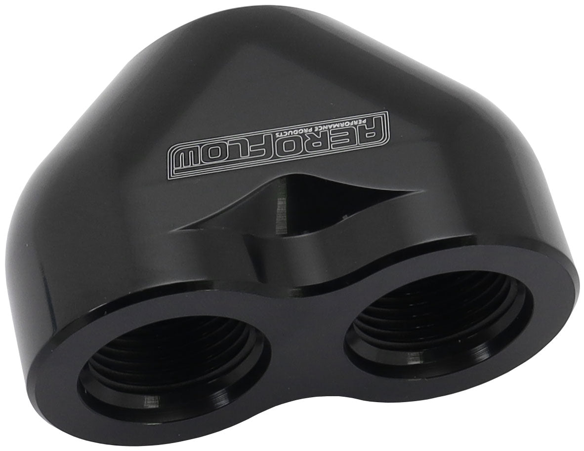 Aeroflow AF455-16-12BLK Aeroflow -16AN to 2 X -12AN Female Orb U Block Black
