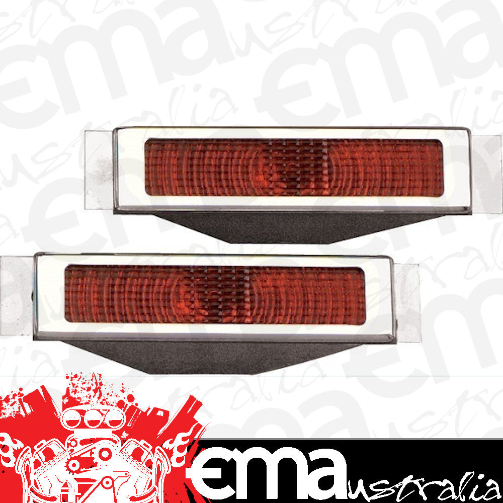 Billet Specialties BS61220 Open Bezel Taillight - Polished With Red Lense, 6" W X 1-1/2" H X 3-3/4" D (pair)