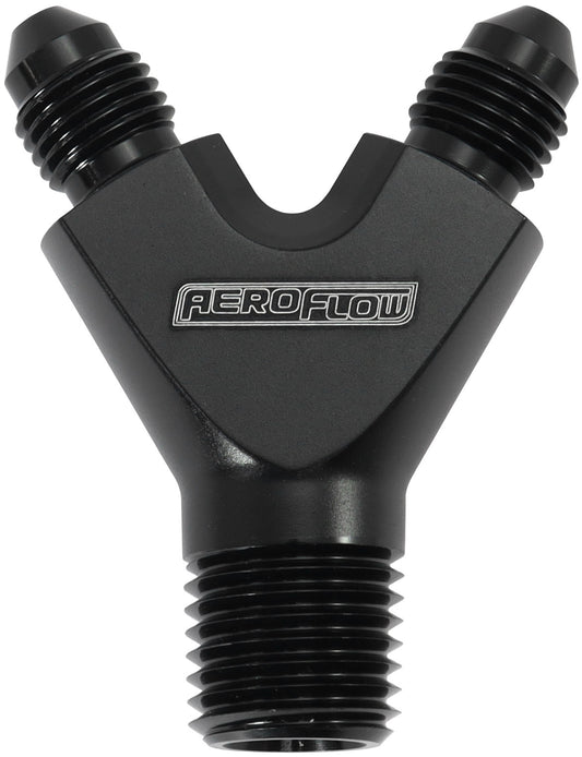 Aeroflow AF147-02-03BLK 1/8" NPT Y Block to 2 X -3AN Male Fittings Nitrous NOS Blac