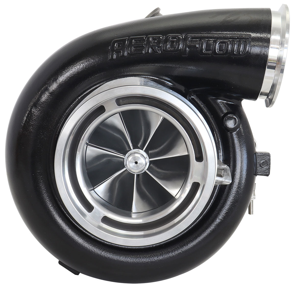 BOOSTED 106102 V-Band 1.22 Turbocharger 2500HP, Hi Temp Black Finish (External Wastegate, V-Band Inlet & Exhaust Flanges)