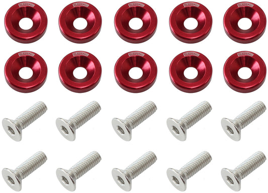Aeroflow AF64-4374R Billet Dress-Up/Fender Bolt Kit M8 x 1.25mm (20mm UHL) Red Finish