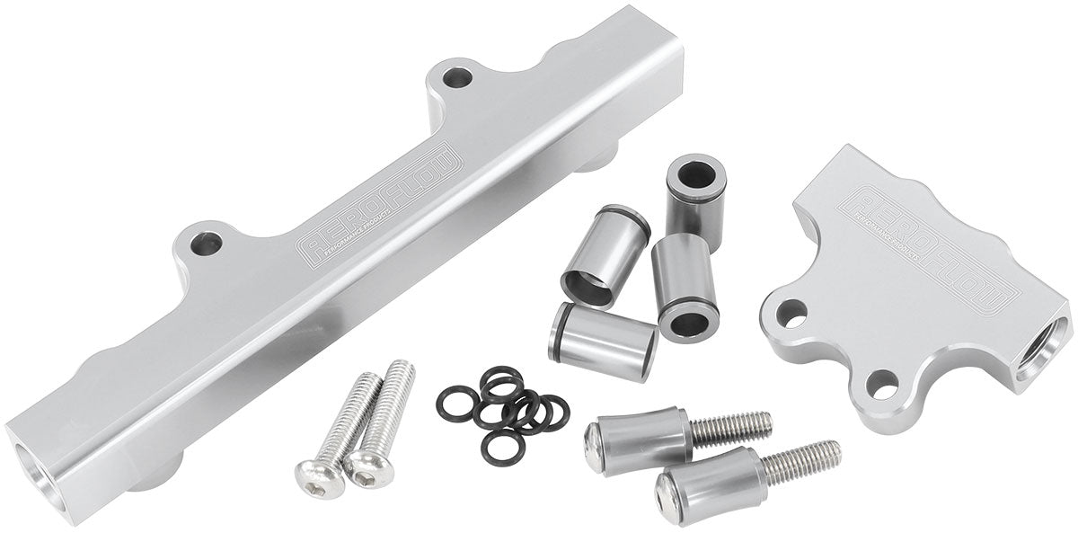 Aeroflow AF64-2213S Rotary Fuel Rail Kit Series 4 & 5. Mazda Rx7 Silver Gen 2