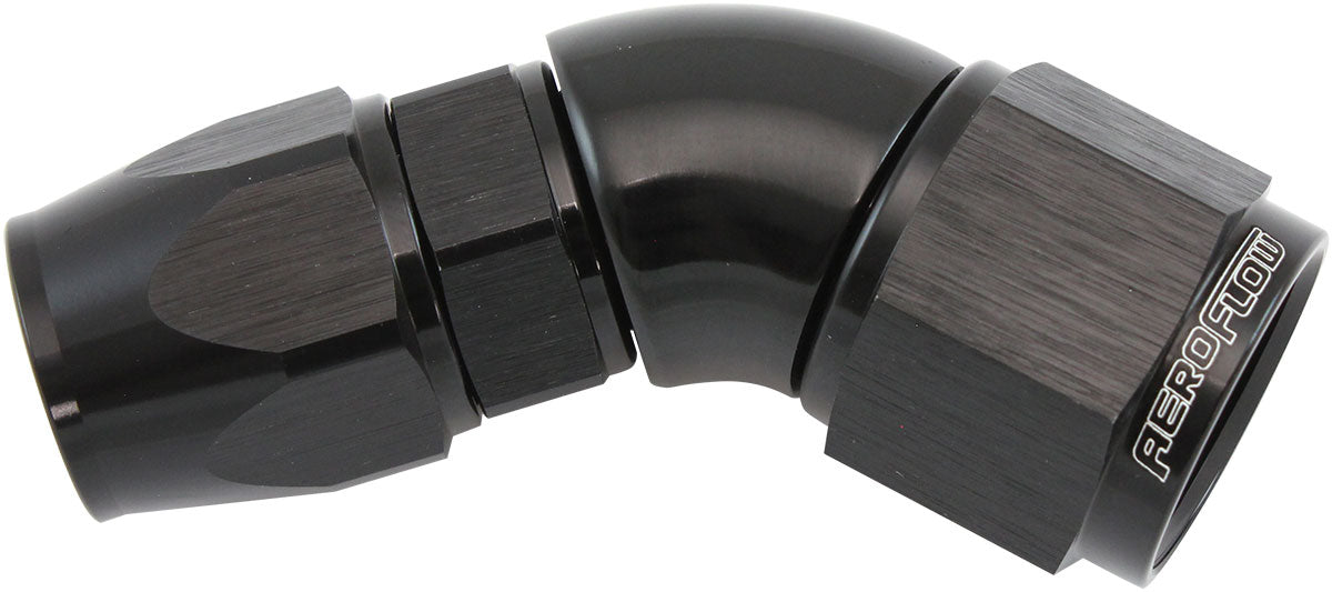 Aeroflow AF572-08-10DBLK Stepped 45 Degree End -8 Hose To -10AN Reducer Hose End Blacteflon AF 572-08-10Dblk