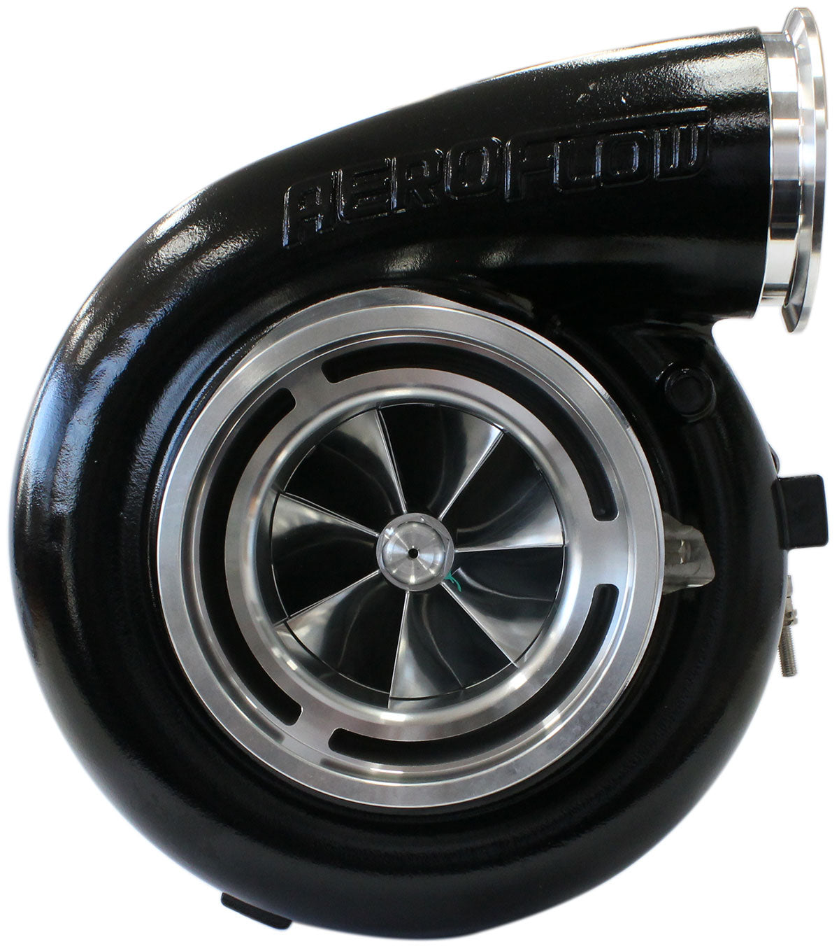 BOOSTED 98102 V-Band 1.22 Turbocharger 2500HP, Hi Temp Black Finish (External Wastegate, V-Band Inlet & Exhaust Flanges)