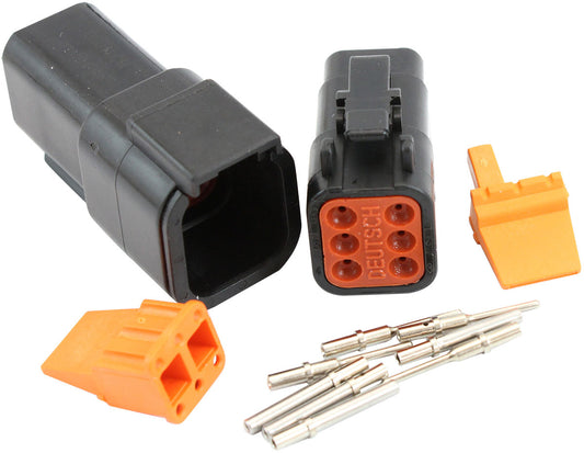 Aeroflow AF49-9106 Weathertight Dtm 6 Pin Black Connector Kit Deutsch Dtm Styl