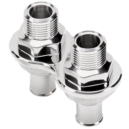 Billet Specialties BS66825 Firewall Bulkhead - Polished Heater 2-Port With -10An Line & 5/8" Push-On Hose