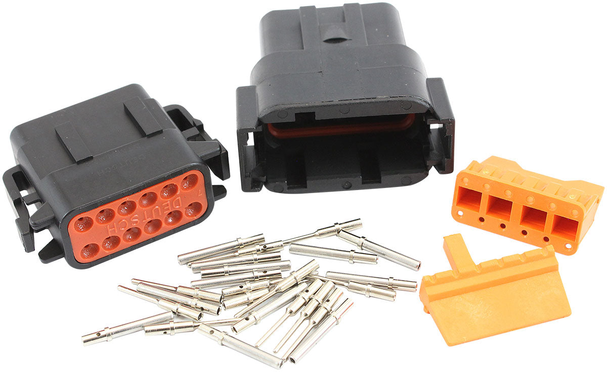 Aeroflow AF49-9112 Weathertight Dtm 12 Pin Black Connector Kit Deutsch Dtm Styl