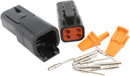 Aeroflow AF49-9104 Weathertight Dtm 4 Pin Black Connector Kit Deutsch Dtm Styl