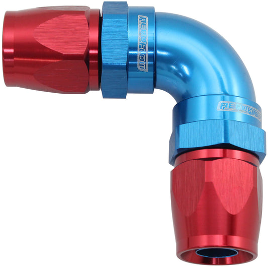 Aeroflow AF593-08-08D 90 Deg -8AN to -8AN Teflon Full Flow Hose Ends Blue Ptfe