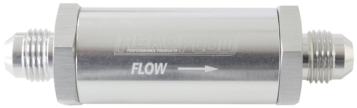 Aeroflow AF607-06S -6AN Turbo Inline Oil Filter Silver 30 Micron Washable