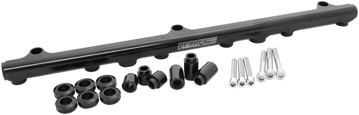 Aeroflow AF64-2210BLK Fuel Rail Kit for Nissan Rb25 Black -8Orb Non-Neo Top Feed