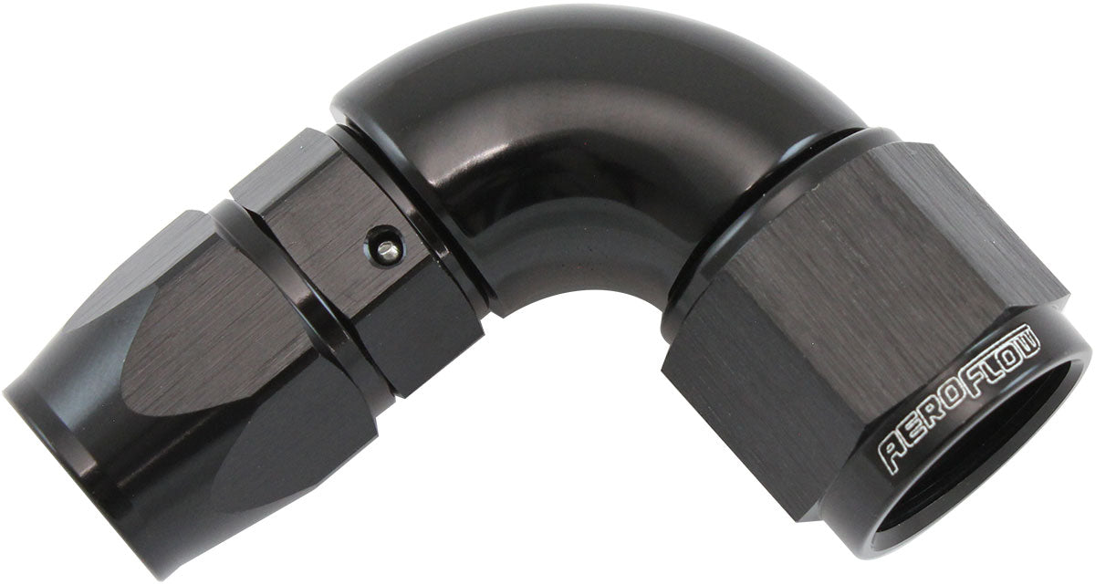 Aeroflow AF573-06-08DBLK Stepped 90 Degree End -6 Hose To -8AN Reducer Hose End Blackteflon AF 573-06-08Dblk