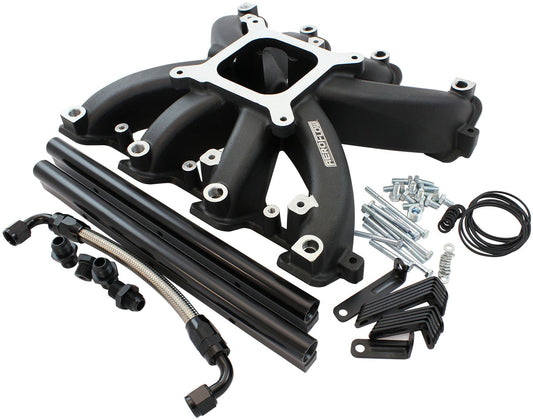 Aeroflow AF6250-6000 Gm LS Carby Intake Manifold Rectangle Port EFI LS3 Black Aeroflow - Af6250-6000