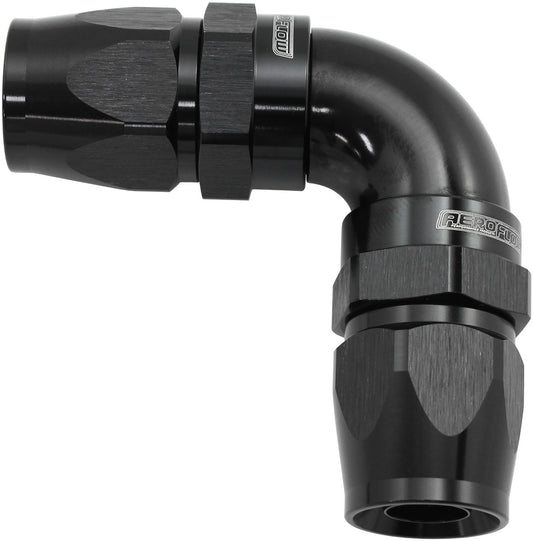 Aeroflow AF593-10-10DBLK 90 Deg -10AN to -10AN Teflon Full Flow Hose Ends Black Ptfe