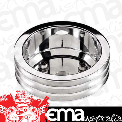 Chevy small block 283-400 C.I.D. (long water pump) Crankshaft Pulley 3 Groove suit Chev SB Billet Specialties BS78230