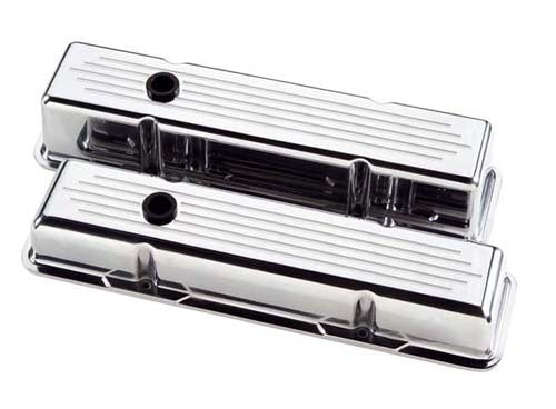 Billet Specialties BS95120 Aluminium Valve Covers Ball Milled - Polished suit SB Chev - Short