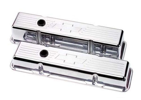 Billet Specialties BS95121 Chev SB V8 Polished Alloy Valve Covers Bowtie Logo